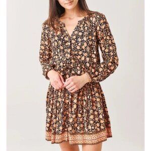 Faherty Reva Dress Floral Long Sleeve EUC